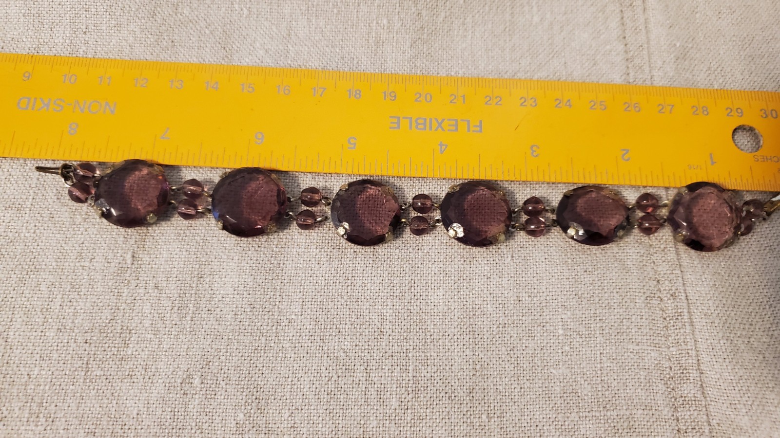 Antique open back bezel amethyst glass bracelet stunning!!!!