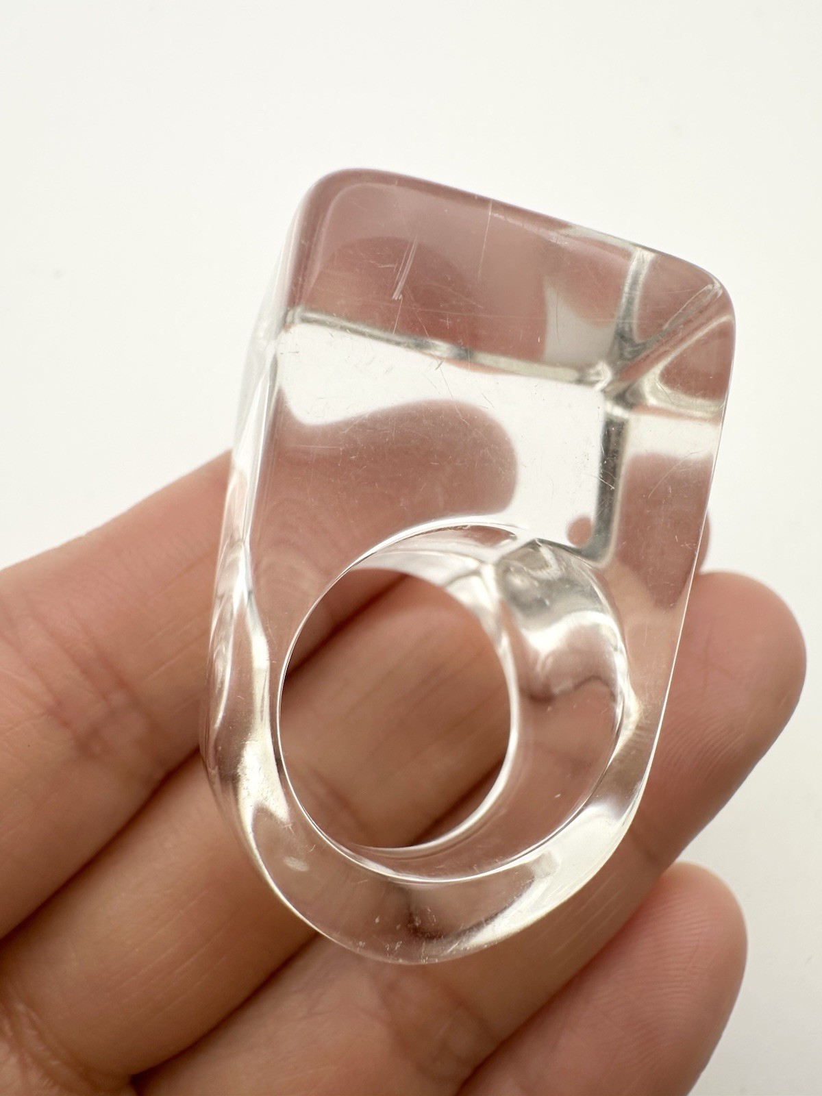 Vintage Lucite Plastic Clear Ring Statement Size 6.5