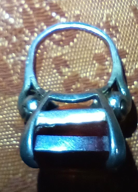 VTG Sterling Silver W/Orange Glass Setting Art Deco Style Cocktail Ring Sz 6 1/2