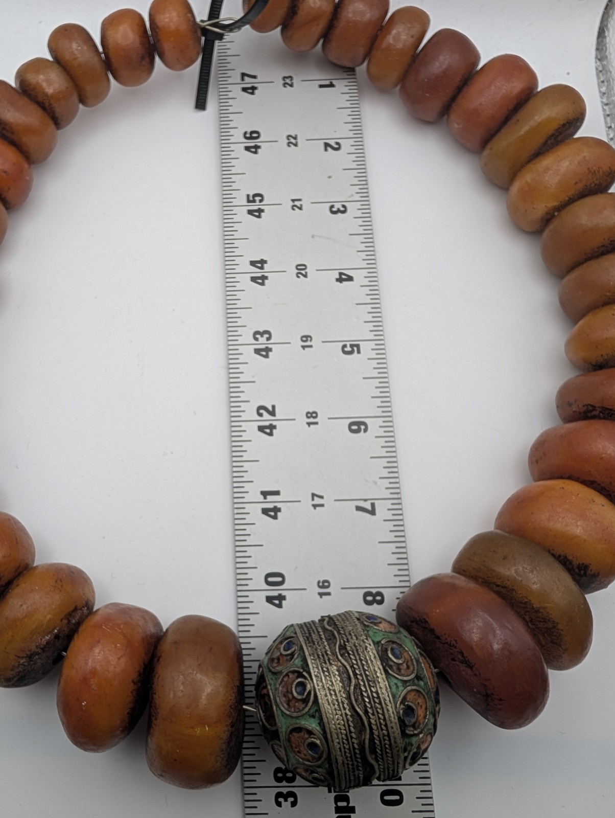 Vintage Moroccan Style Resin Bead Necklace – Large Enamel Focal Bead