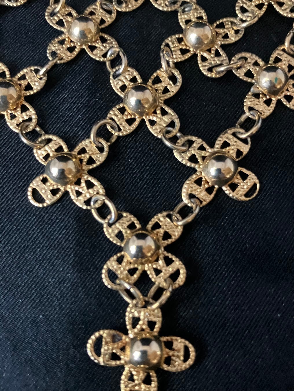 Vintage Flower Bib Necklace Ornate Adjustable Handkerchief Cascade Choker READ