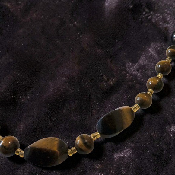 Vintage Genuine Tiger’s Eye Graduated Bead Necklace Barrel Clasp