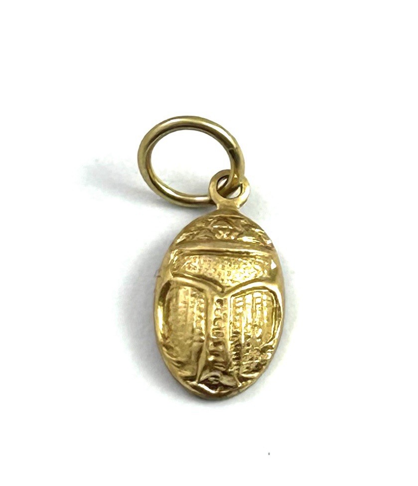 Vintage Scarab Charm Pendant Vintage Jewelry Egyptian Beetle Brass Metal Charm