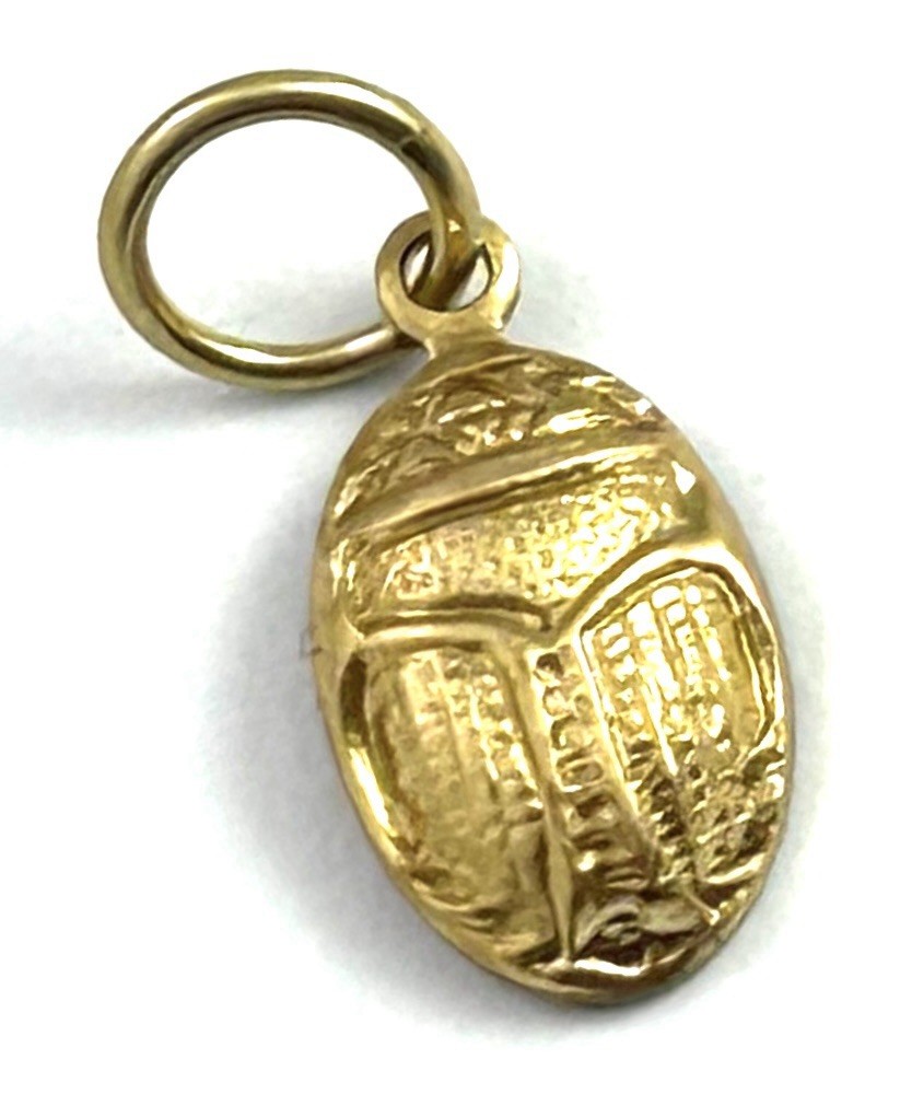 Vintage Scarab Charm Pendant Vintage Jewelry Egyptian Beetle Brass Metal Charm