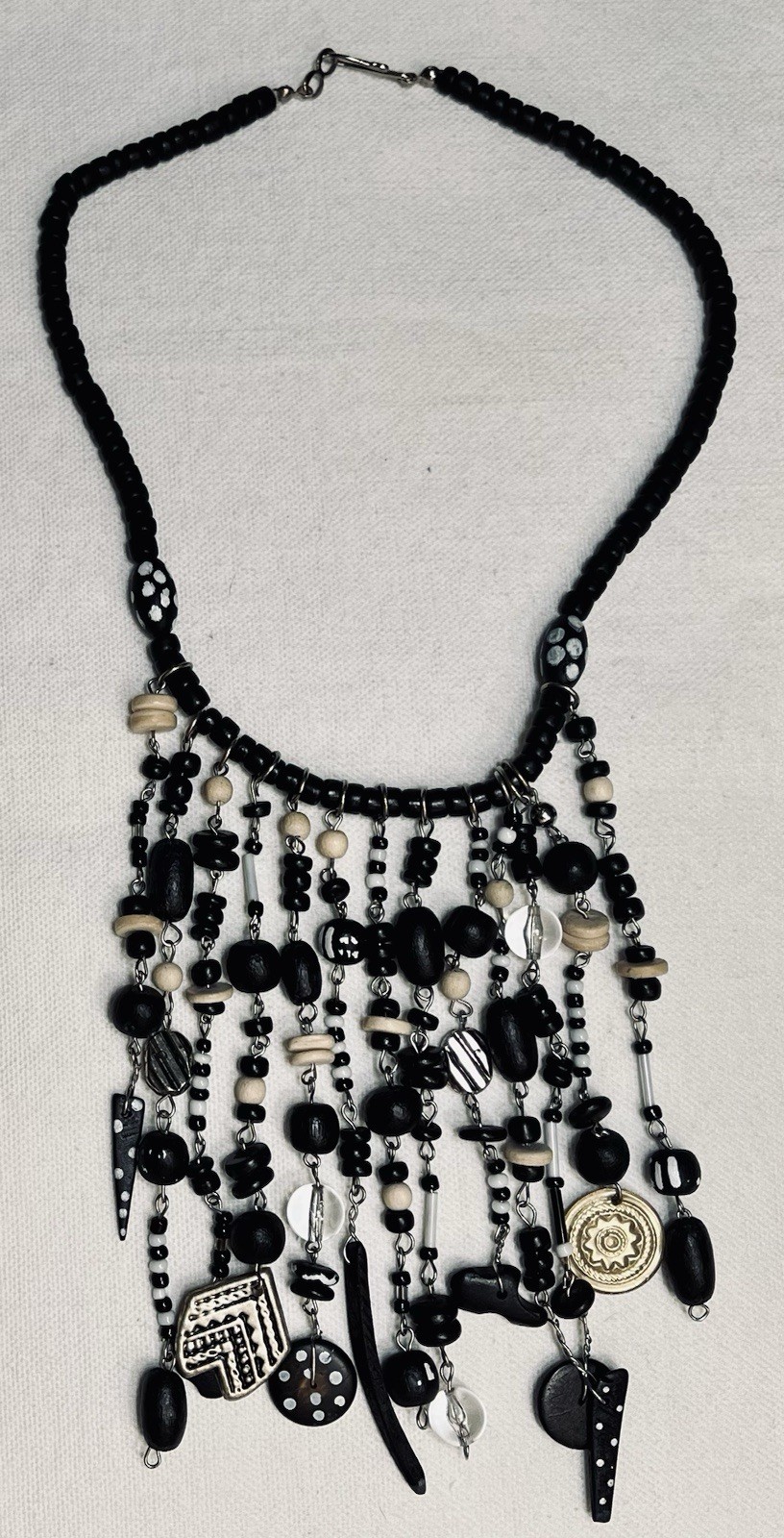 Lot 3 Vintage Estate Necklaces Ethnic Tribal African Statement Black Brown White