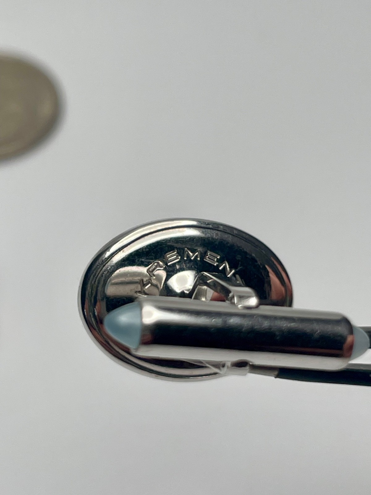 Vintage Krementz 14K White Gold Overlay Brushed Finish Minimalist Cufflinks