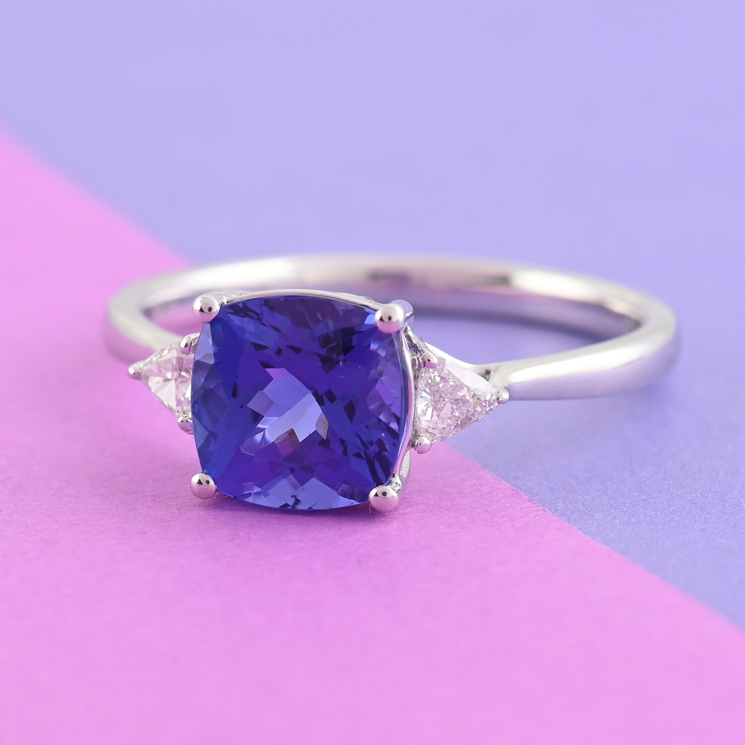 Tanzanite Engagement Ring Cushion Shaped Ring Bridal Promise Ring Gift For Her