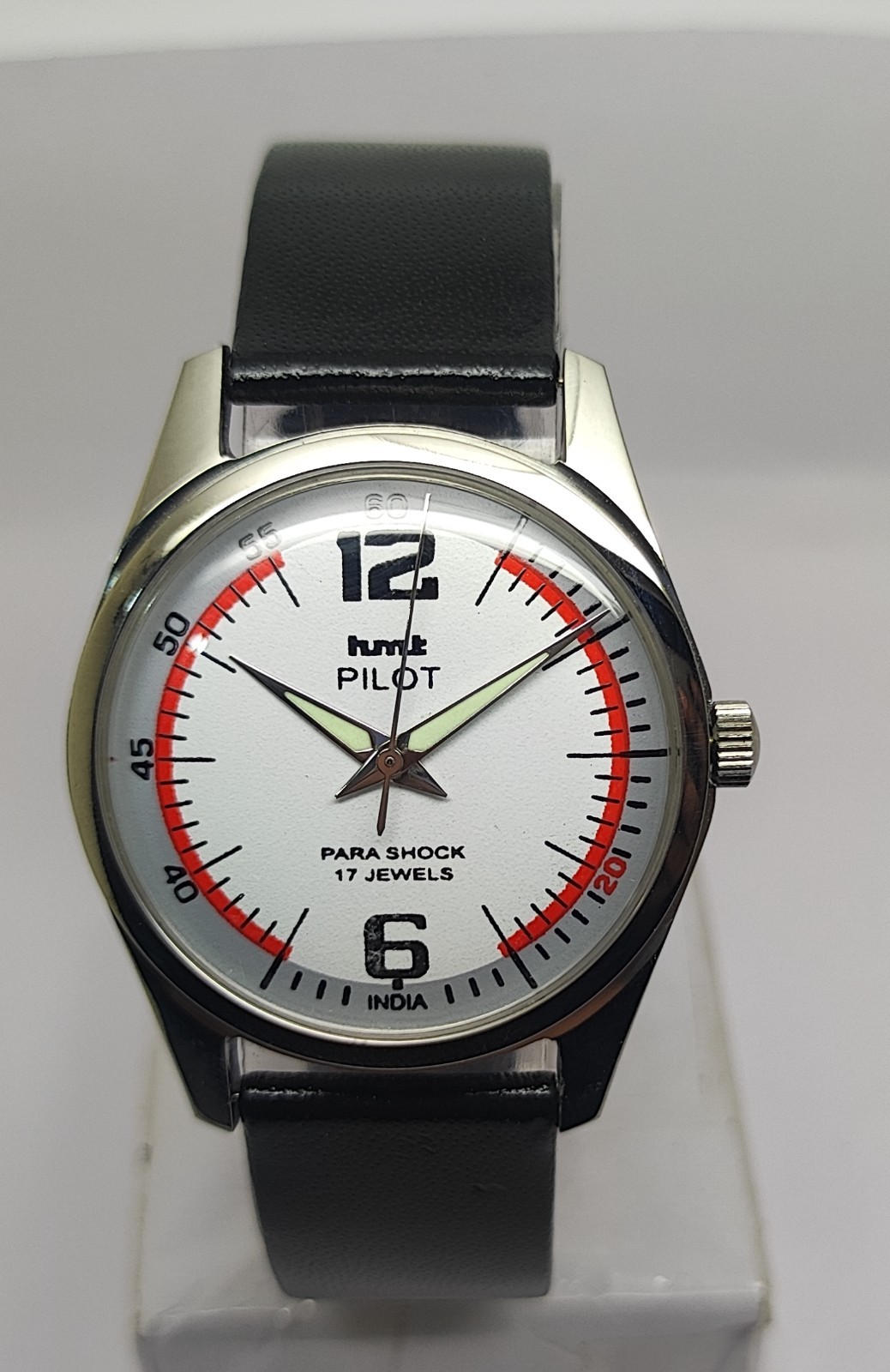 Vintage Hmt Pilot White Dial 17 Jewels Para Shock Mechanical hand winding Watch