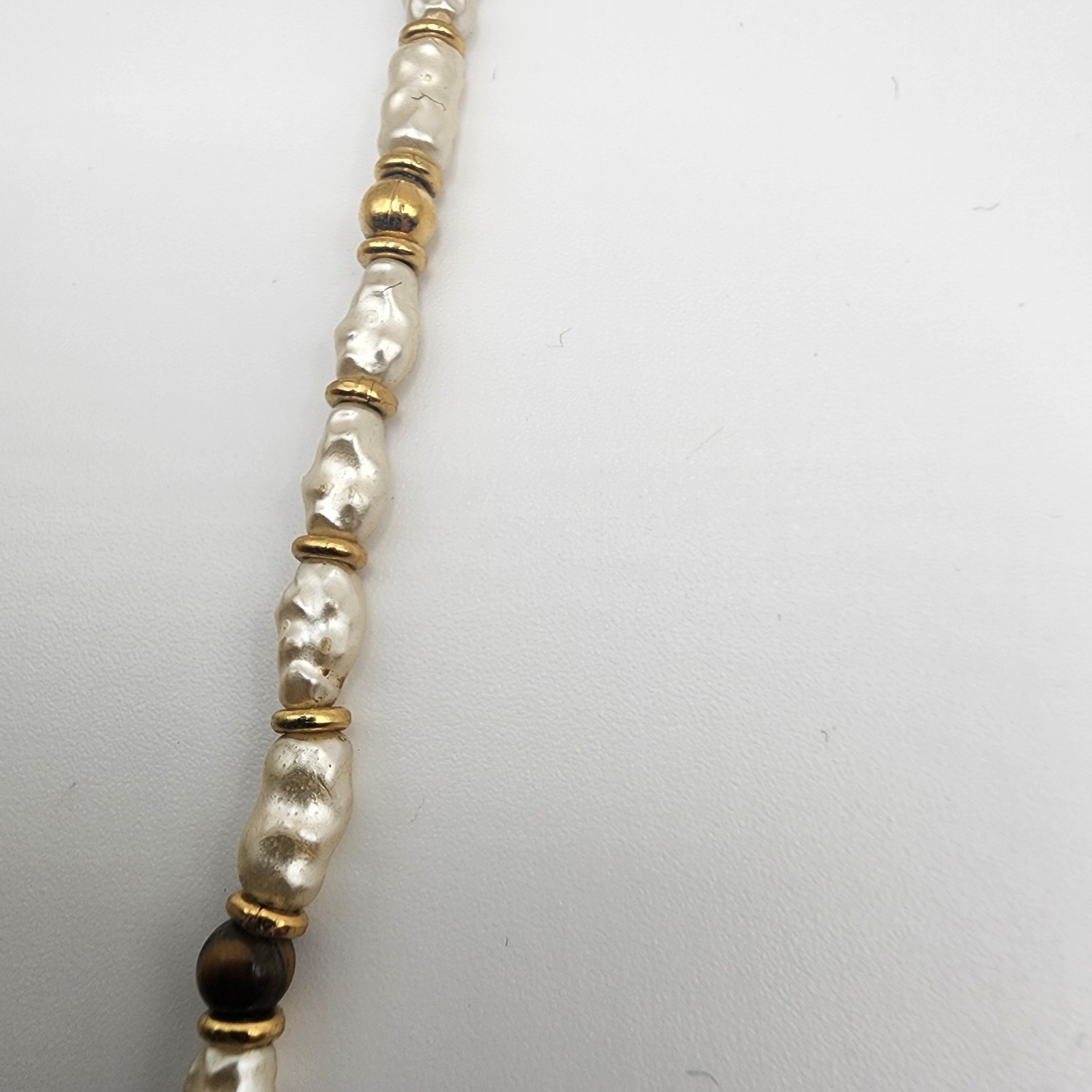 Vintage Signed Napier Women’s Necklace Gold Tone With Beads 30″
