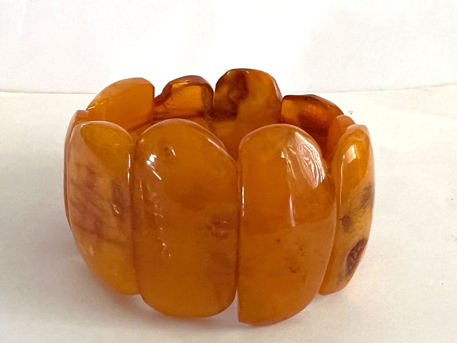 Vintage Baltic Butterscotch AMBER Stretch Elastic BRACELET – 44 Grams