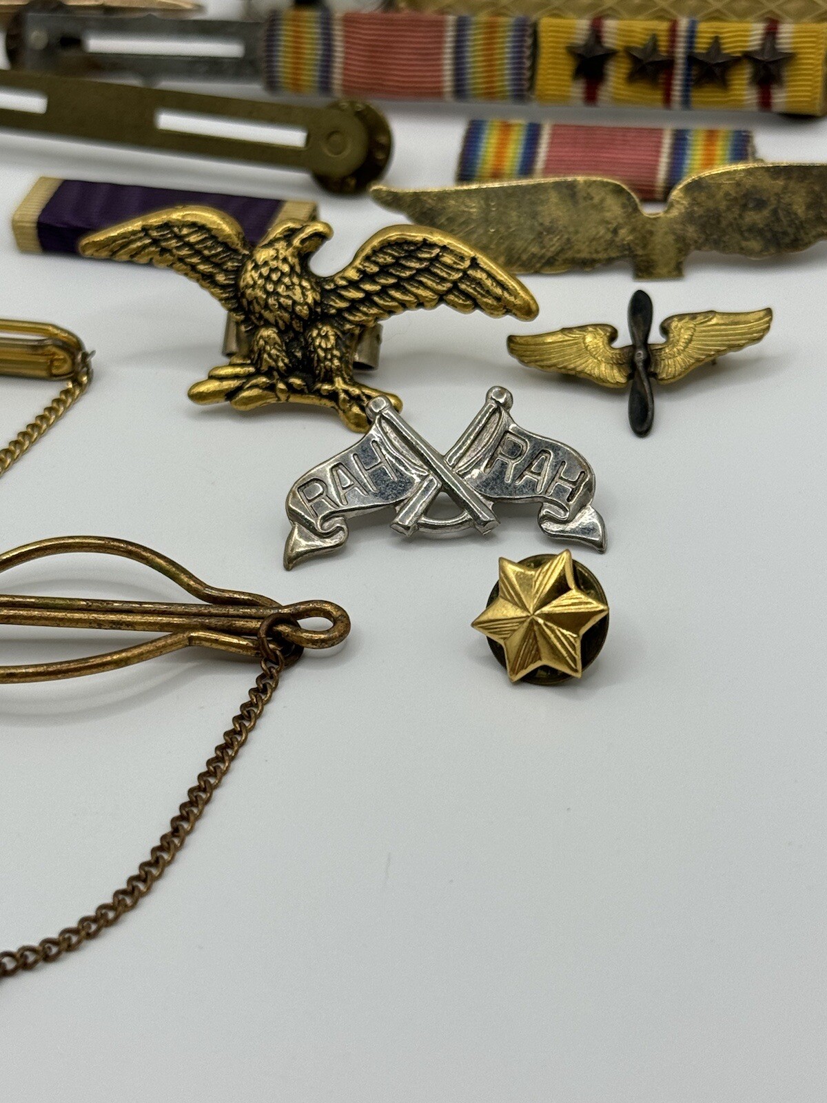 Vintage Tie Clips Lot of 21 Misc Pieces Army Militaria Swank Brooches See Desc *