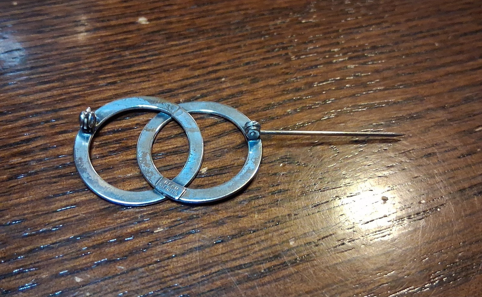 Vintage Beau Sterling Double Round Textured Infinity Brooch Pin See Pics/Descrip