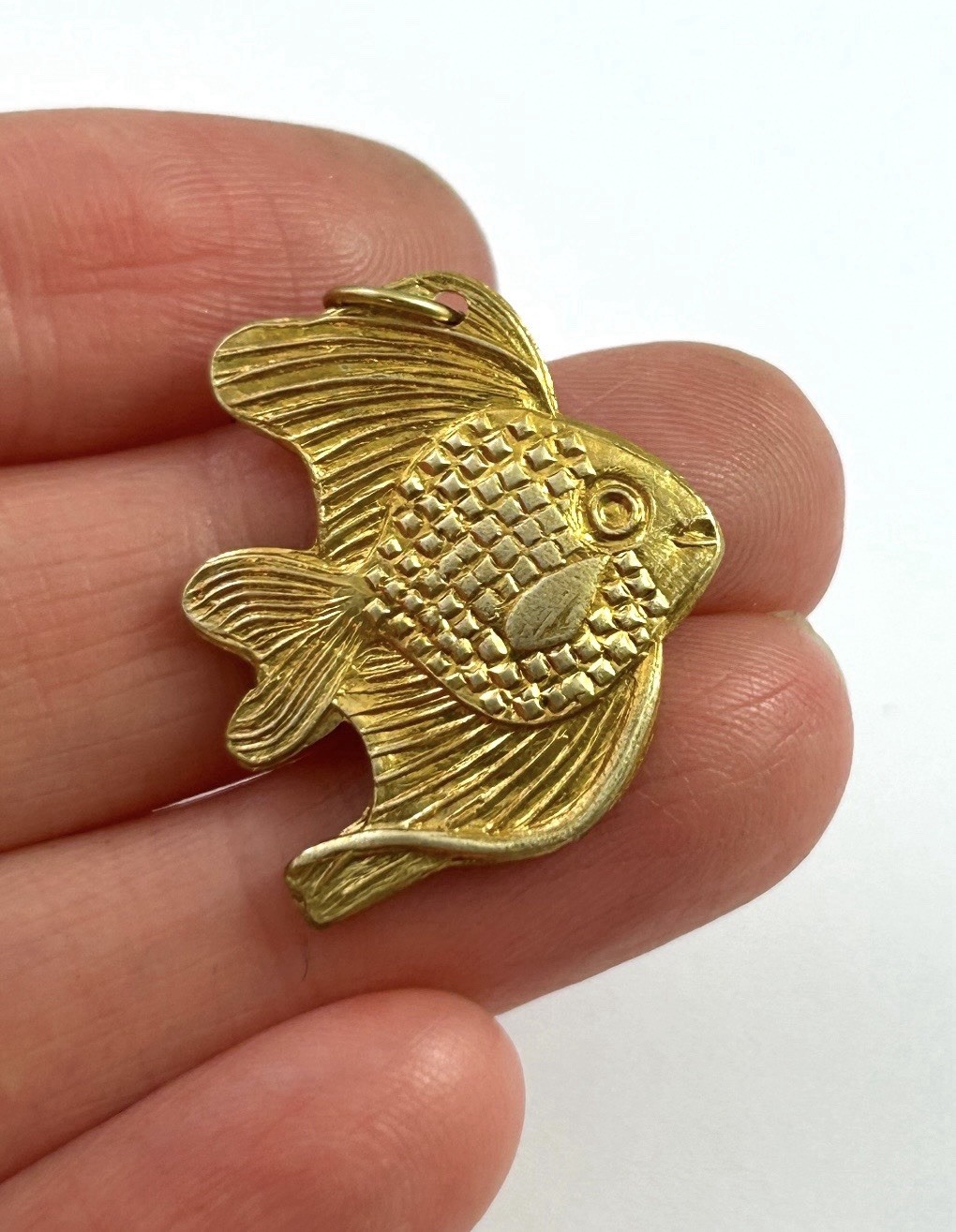 Vintage Fish Charm Pendant Vintage Jewelry Gift For Her Brass Metal Charm