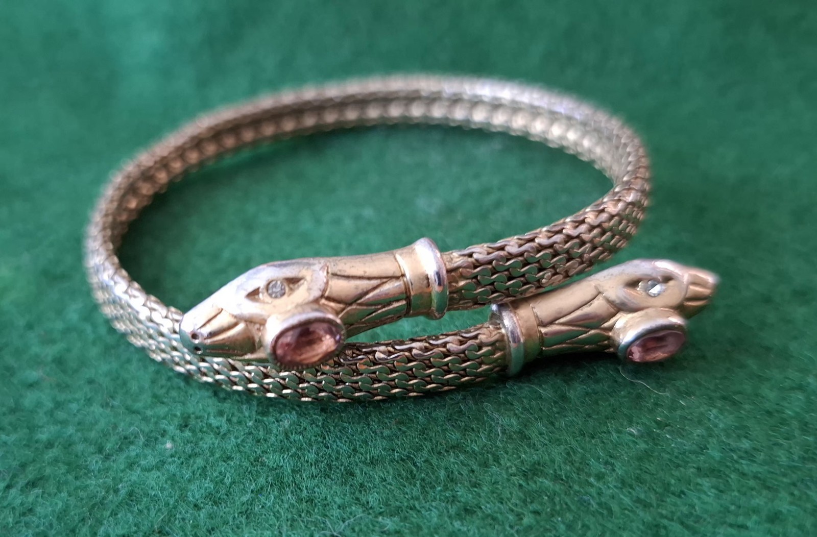Vtg Victorian Style Gold Plate Jeweled Serpent Snake Wrap Bracelet Stella Dot !