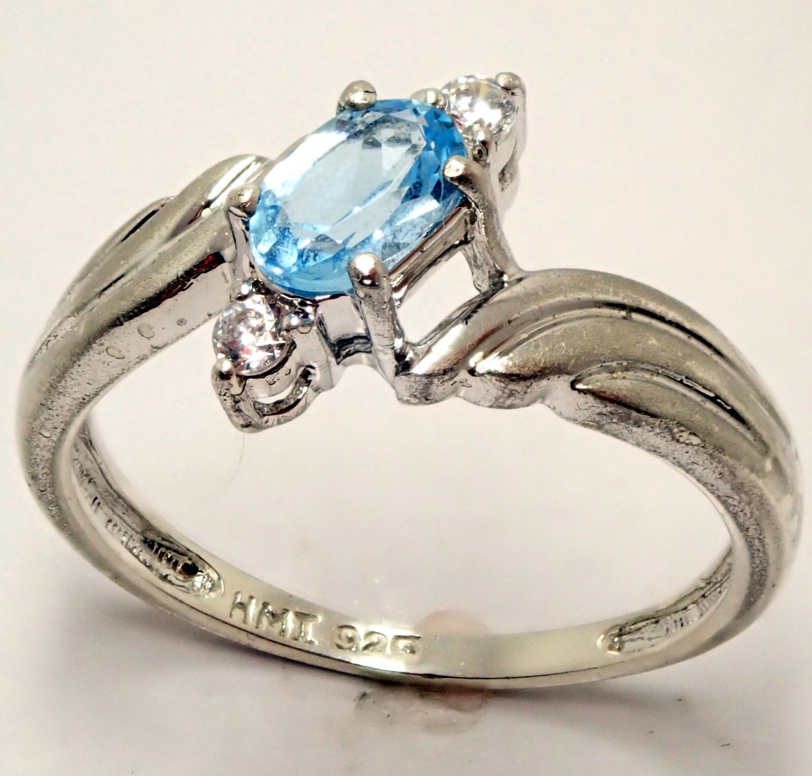 Size 7 Vintage HMT Howard M.Tefft Solid Sterling Silver 925 Topaz Good Luck Ring