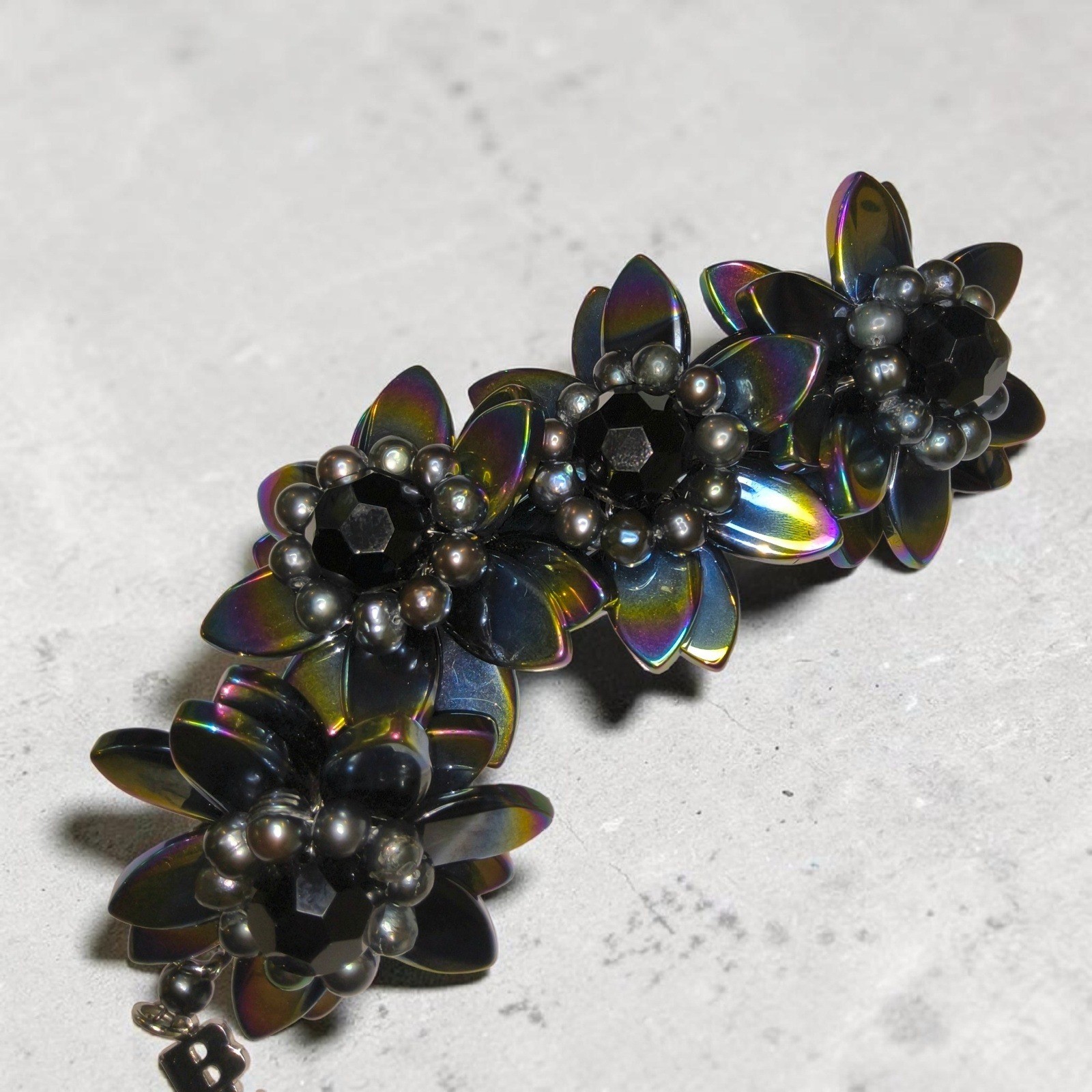 Vintage Butler & Wilson Oversized Floral Statement Bracelet B&W Box 2.5″ Flowers