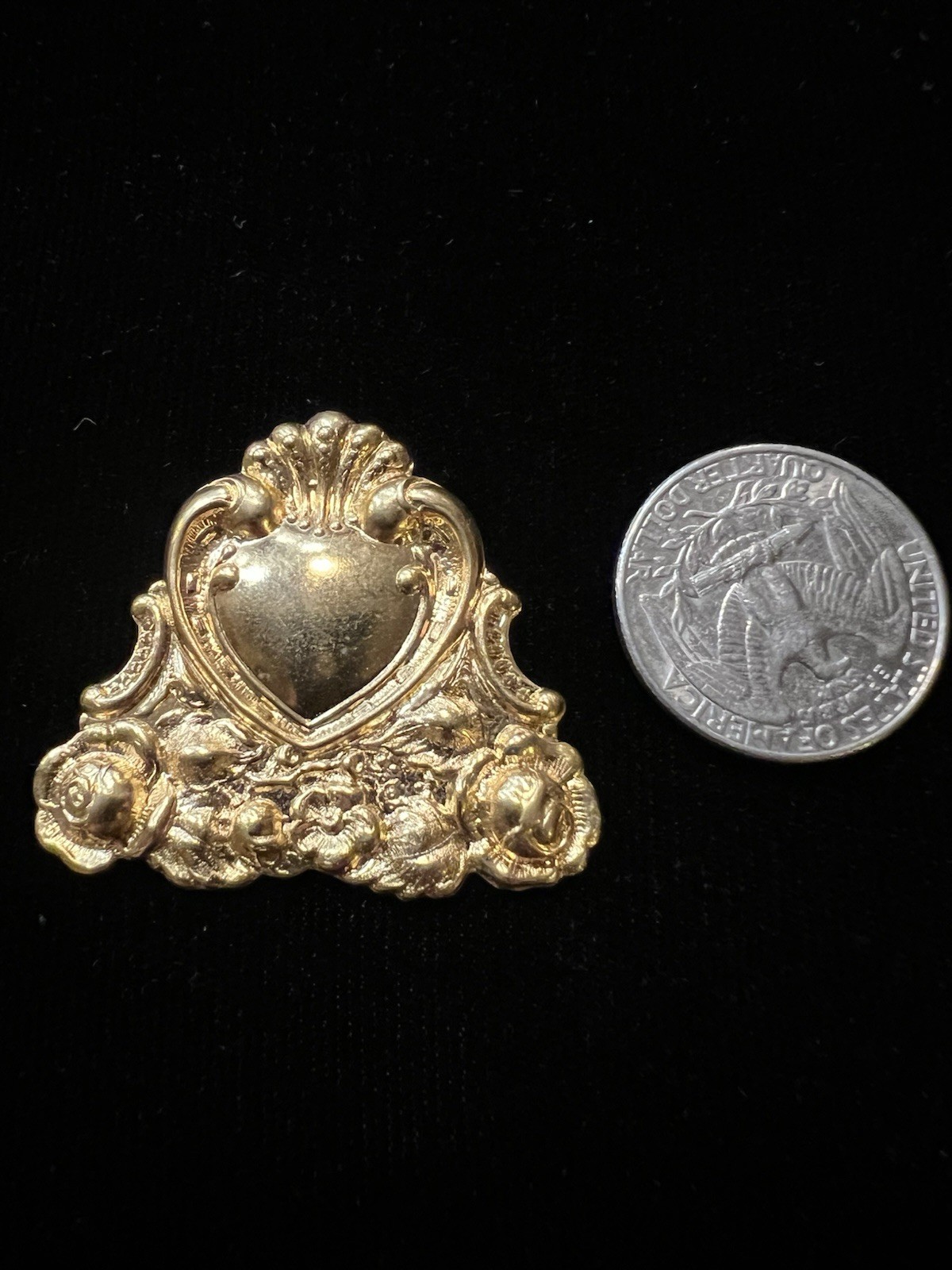 Vintage Heart 22K Gold Plated Brass Stamping for Decoration/Jewelry Making NOS