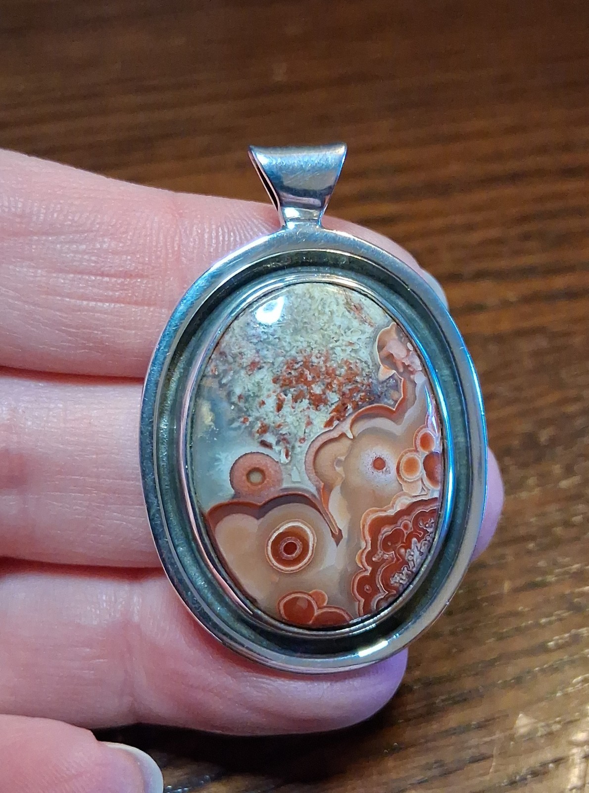 Vintage Sterling Crazy Lace Agate Pendant 19grams See Pics/Description