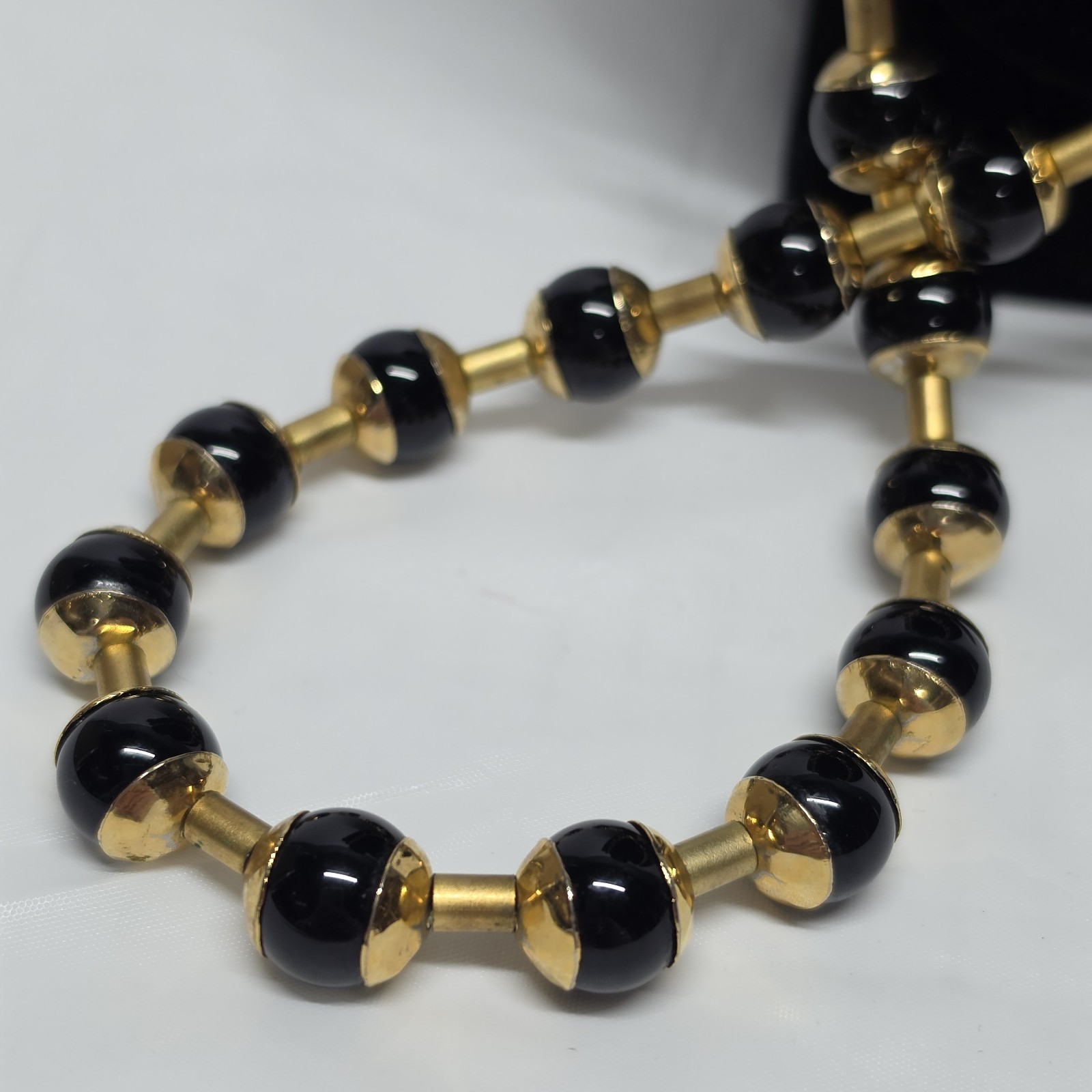 VTG Metropolitan Museum Reproduction Egyptian Reniseneb Black Onyx Necklace 15″