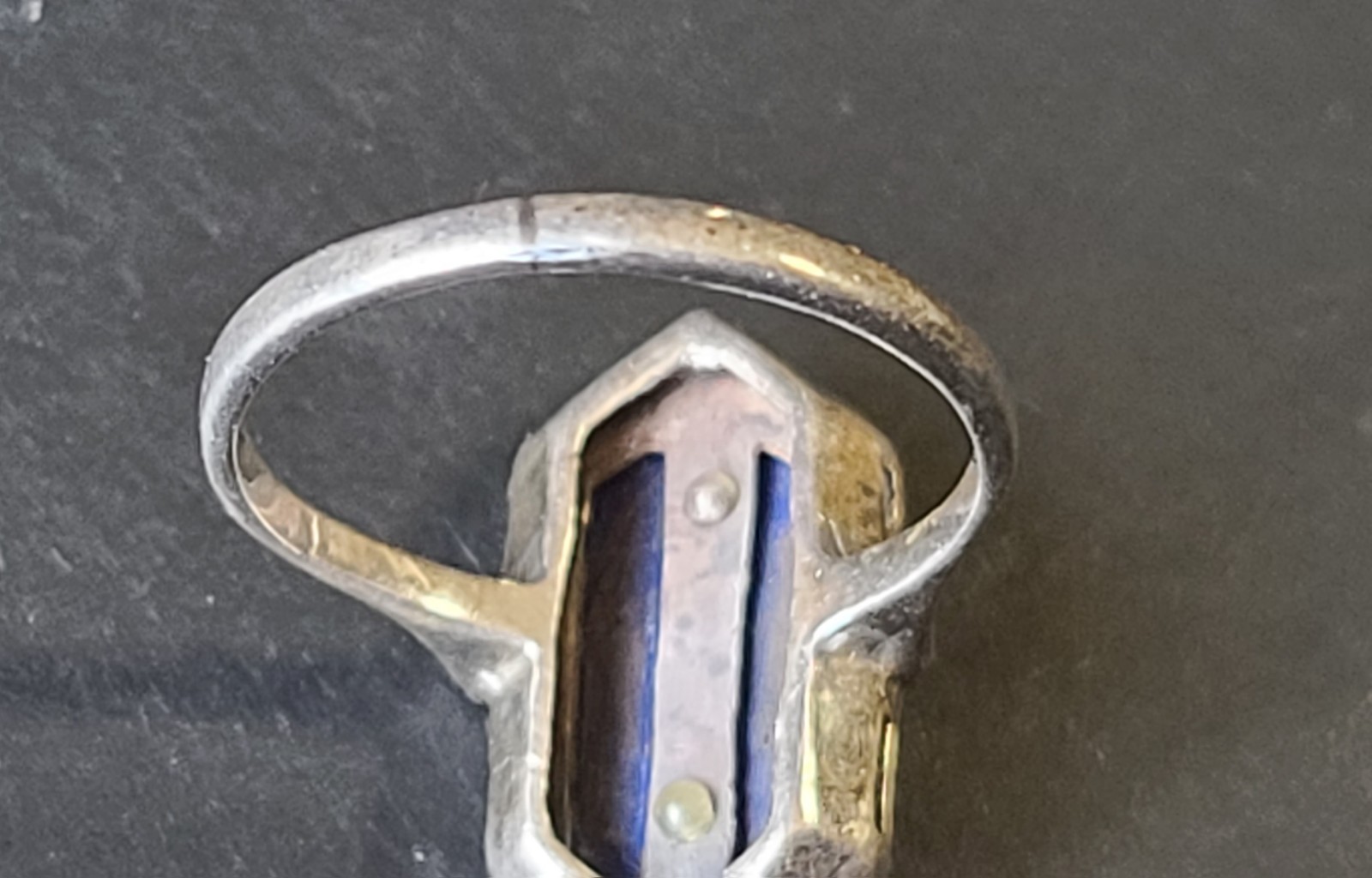 Fancy Antique VTG Art Deco Sterling Silver Lapis Lazuli Marcasite Ring Size 8
