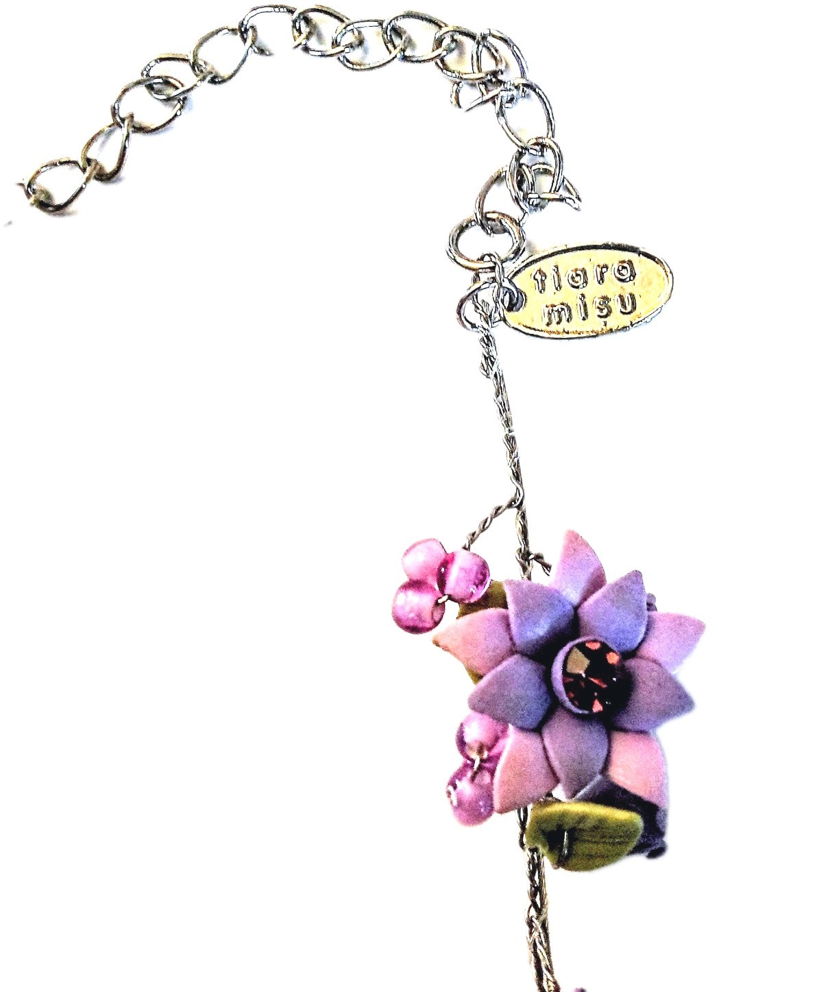 Tiara Misu Vintage Lavender Floral With Rhinestones Dainty Choker Necklace