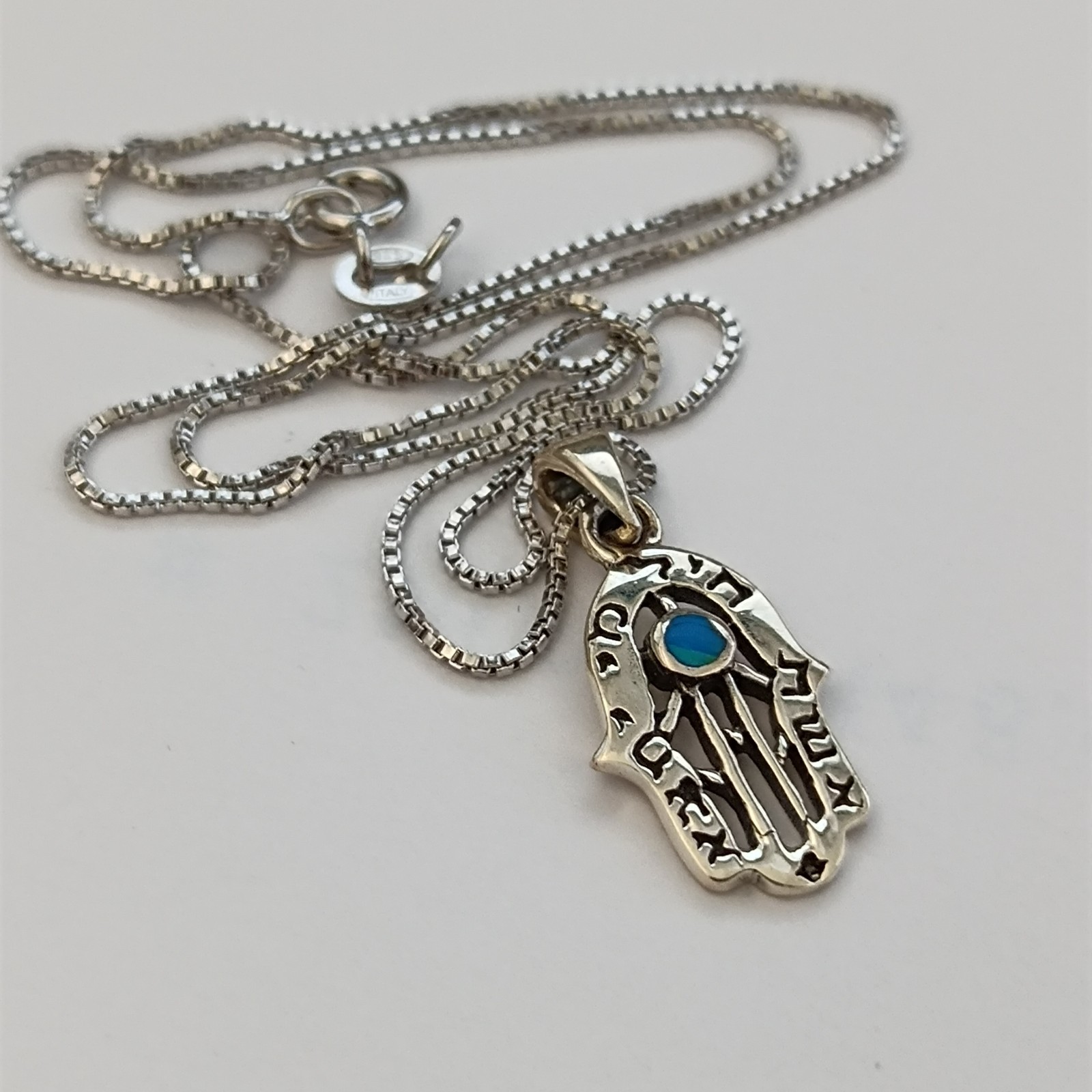 Sterling Silver Hamsa Necklace Eshet Chayil Blessing Meaningful Gift For Her 925