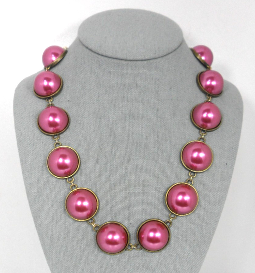 Georgian Riviere Necklace Japanese Cultura Faux Pearl Cabochon Collet Collar Vtg