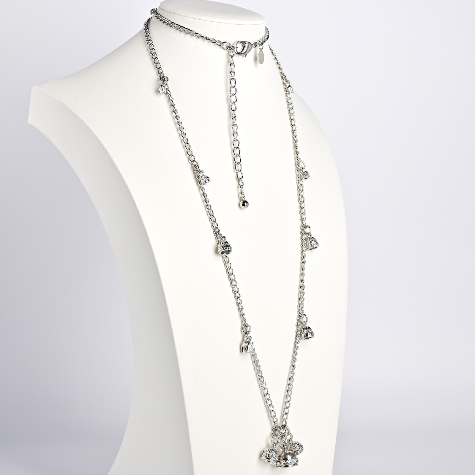 CHICOS Original Vintage Signed Silver Tassell Charm Drop Pendant Estate Necklace