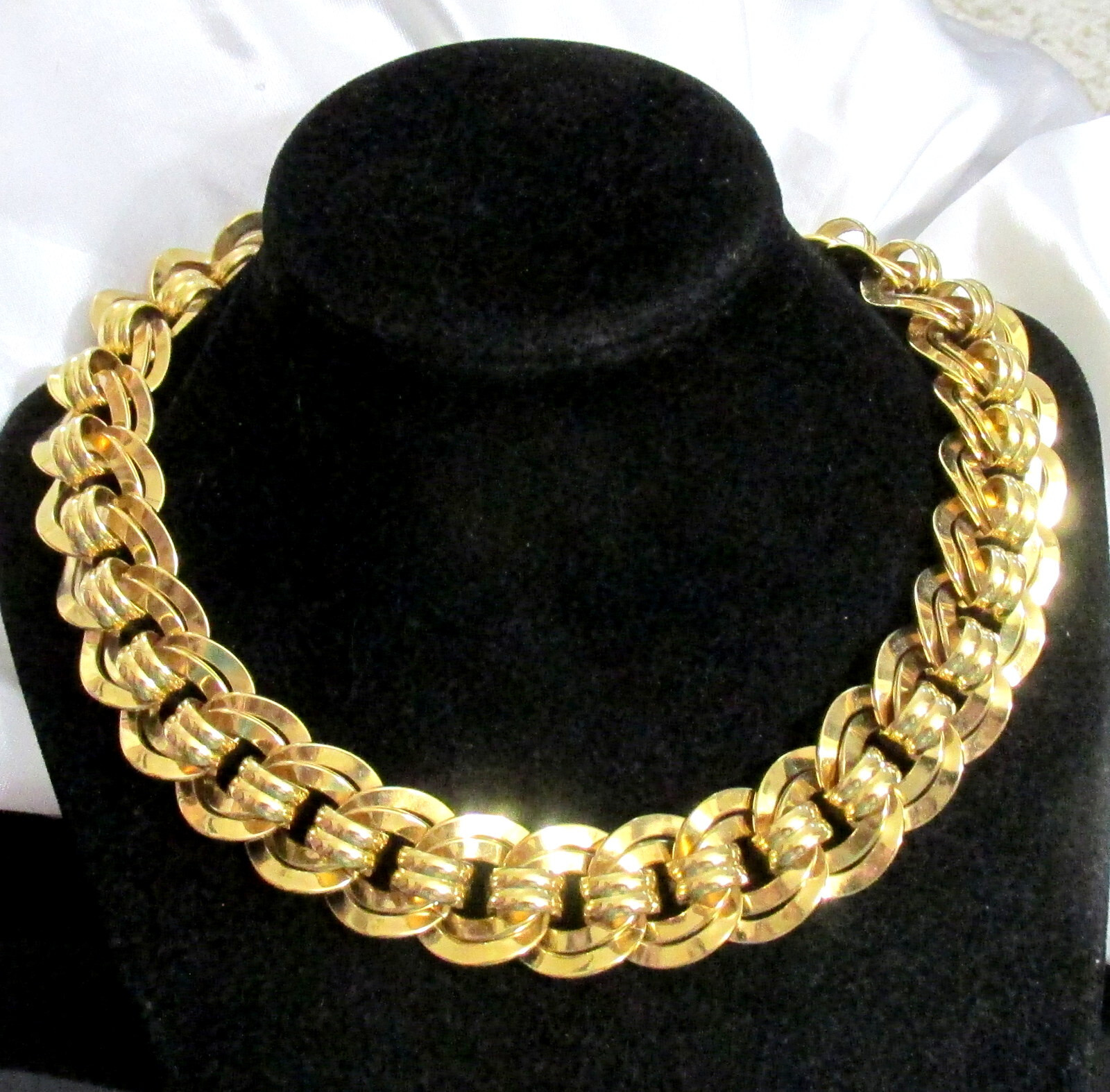 VTG RUNWAY WEIGHTY GP 19″ NAPIER DOUBLE LINK CHAIN NECKLACE CLASSIC STATEMENT