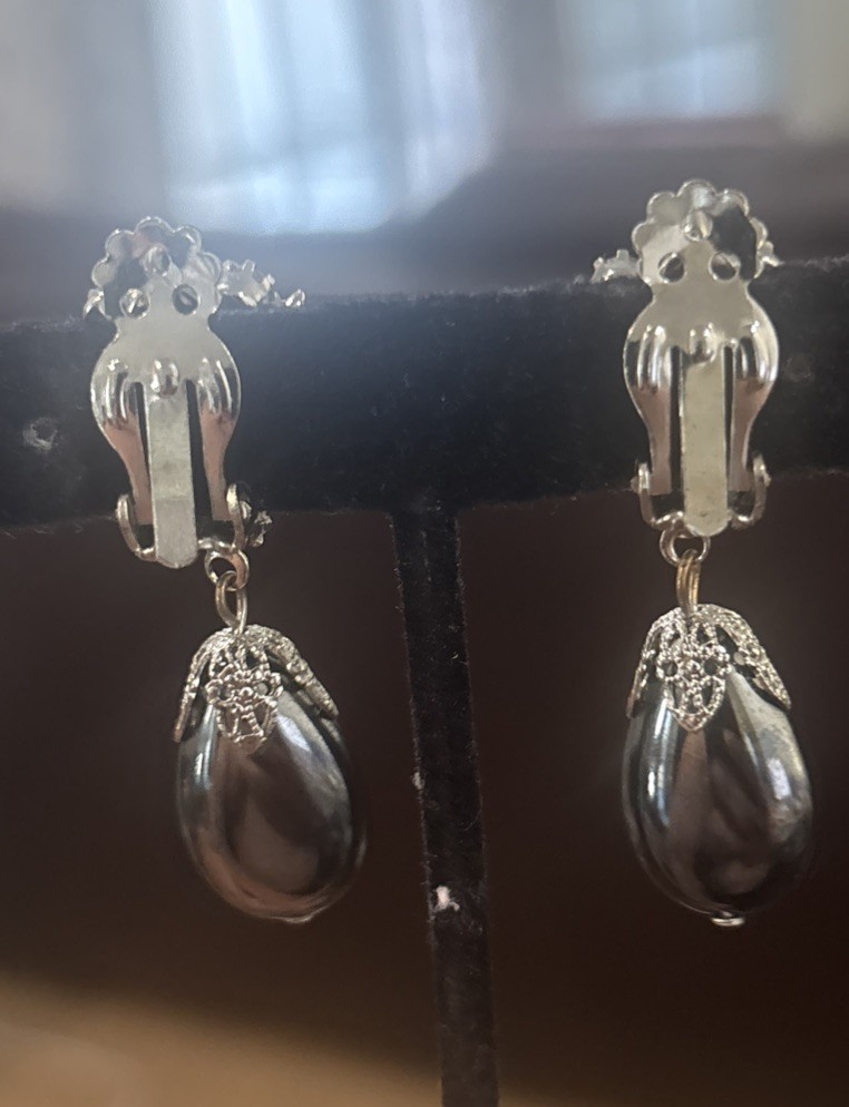Juliana Hematite Vintage Rhinestone Drop Earrings