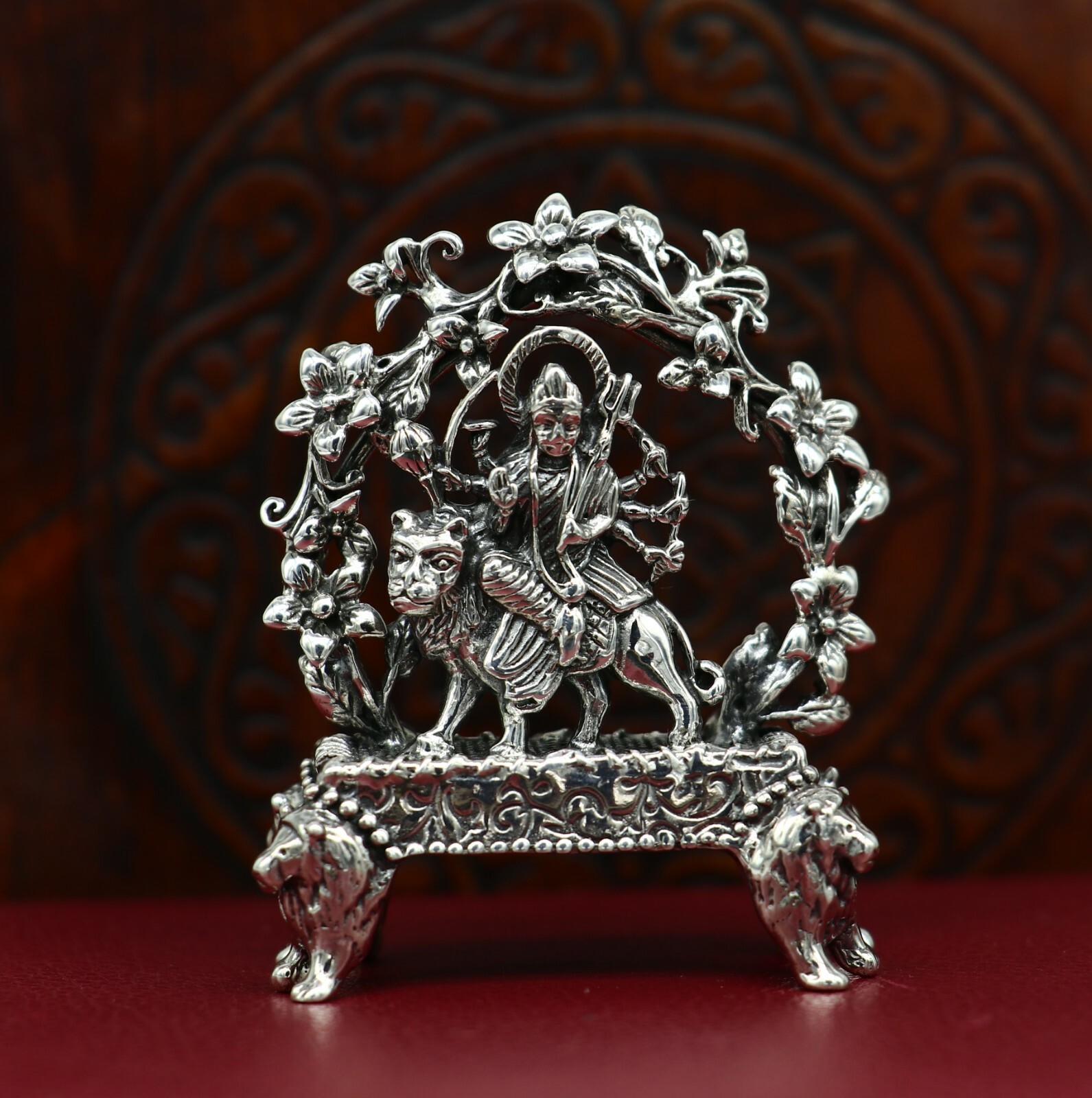 925 silver Goddess bhawani durga statue, figurine,puja article home temple art06
