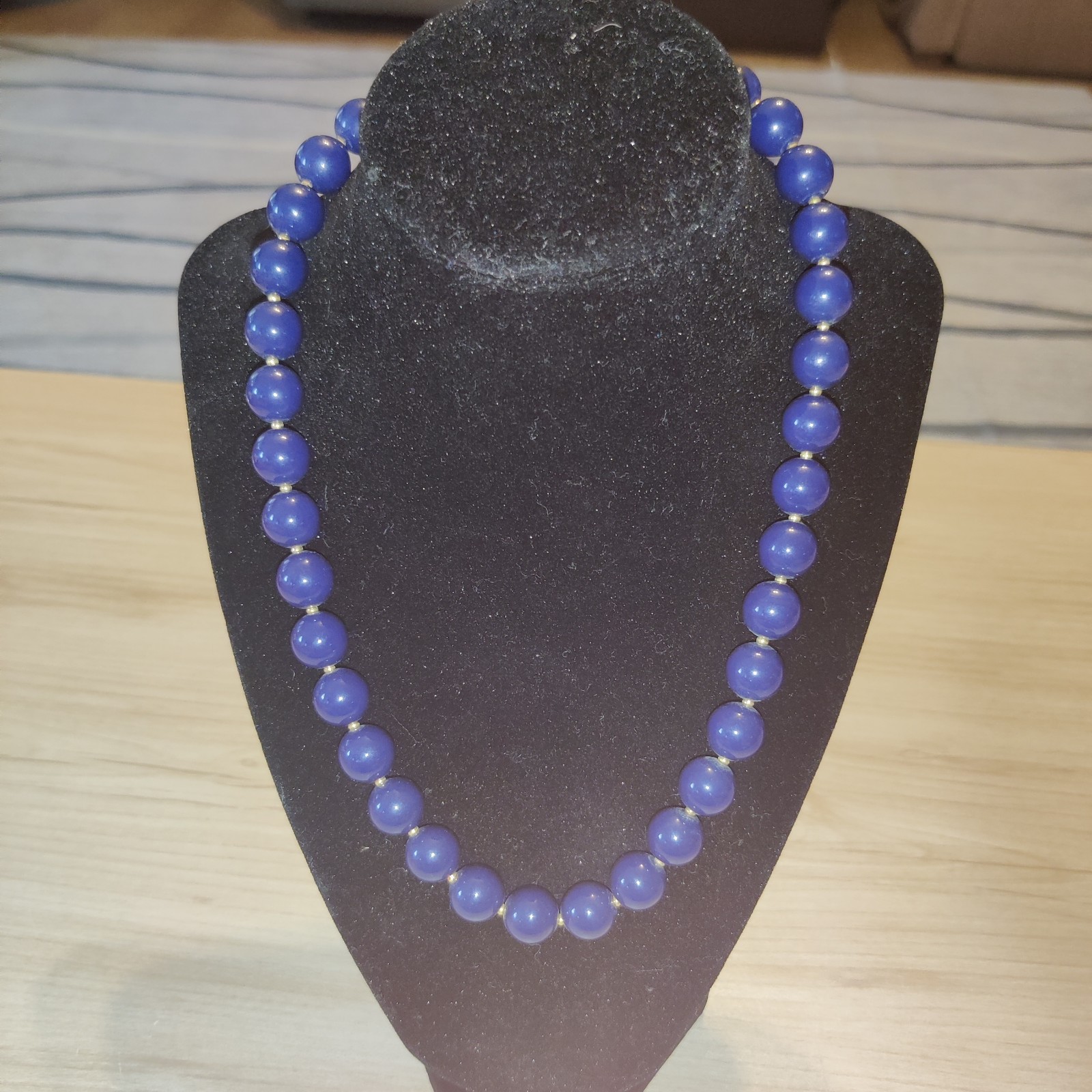 Vintage Dark Blue Beaded Necklace See Pictures For Condition And Details