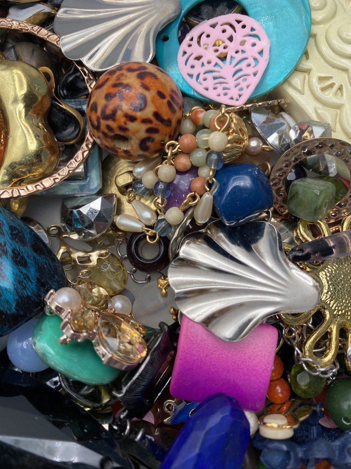 1 Lb Pound Beads, Parts, Findings Vintage Jewelry Supply Craft Lot