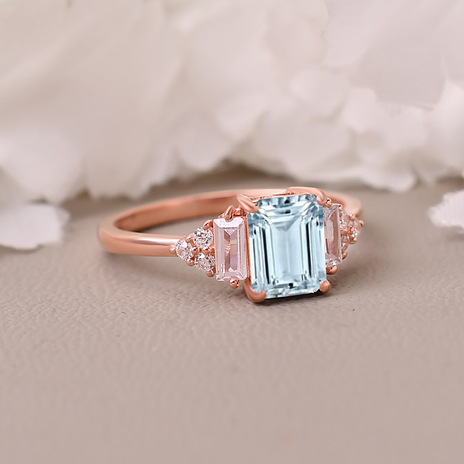 Aquamarine Wedding Ring Anniversary Birthday Gift For Her Engagement RingJewelry