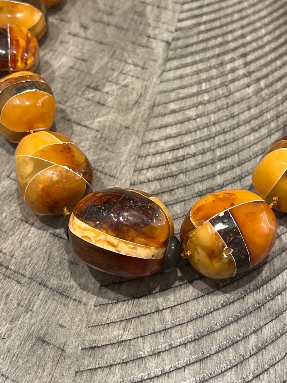 OLD massive butterscotch baltic amber cobblestone-work 26.5″ necklace 062024eH@