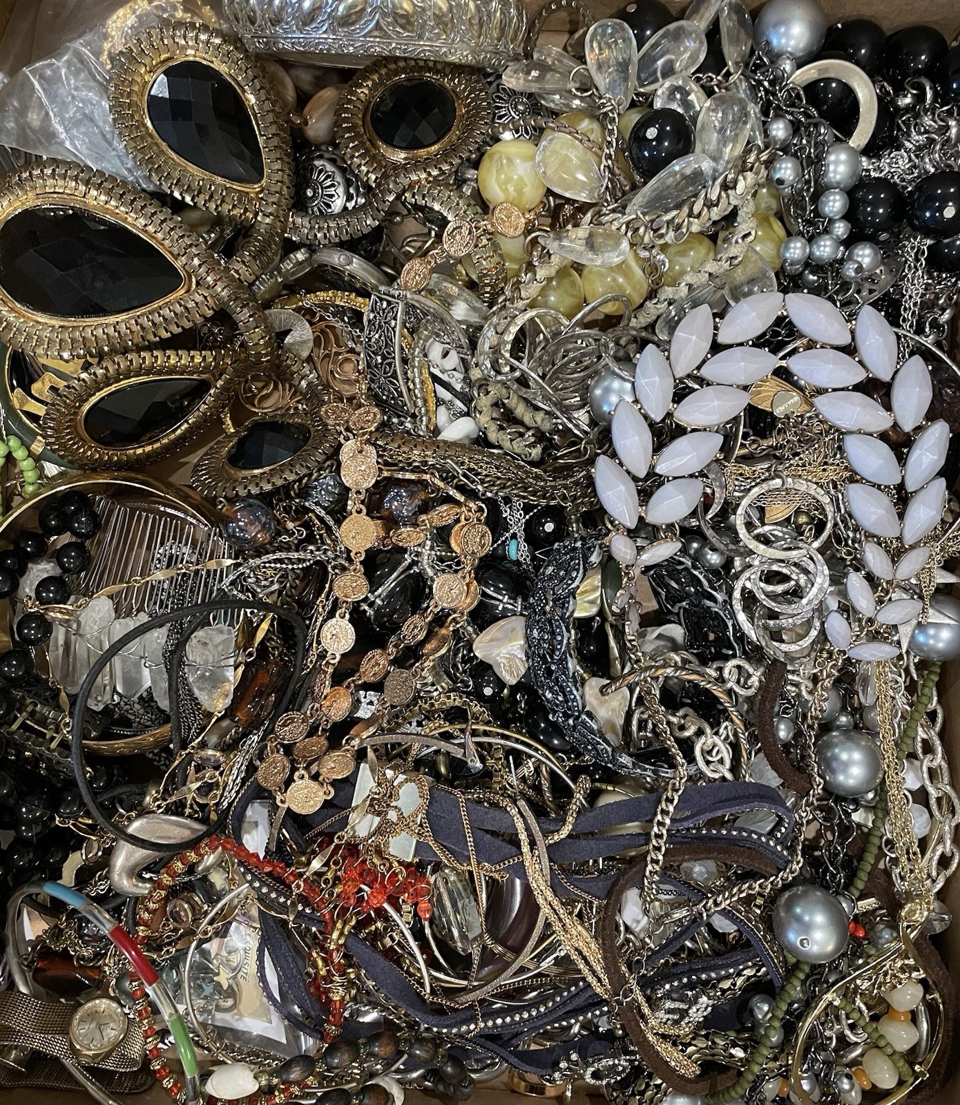 Unsearched Vintage To Modern New Junk Resell Crafts Jewelry Lot 3 Lbs