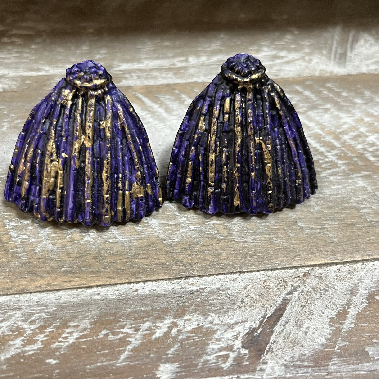 Jeff Lieb Earrings Purple Gold Tassle Look