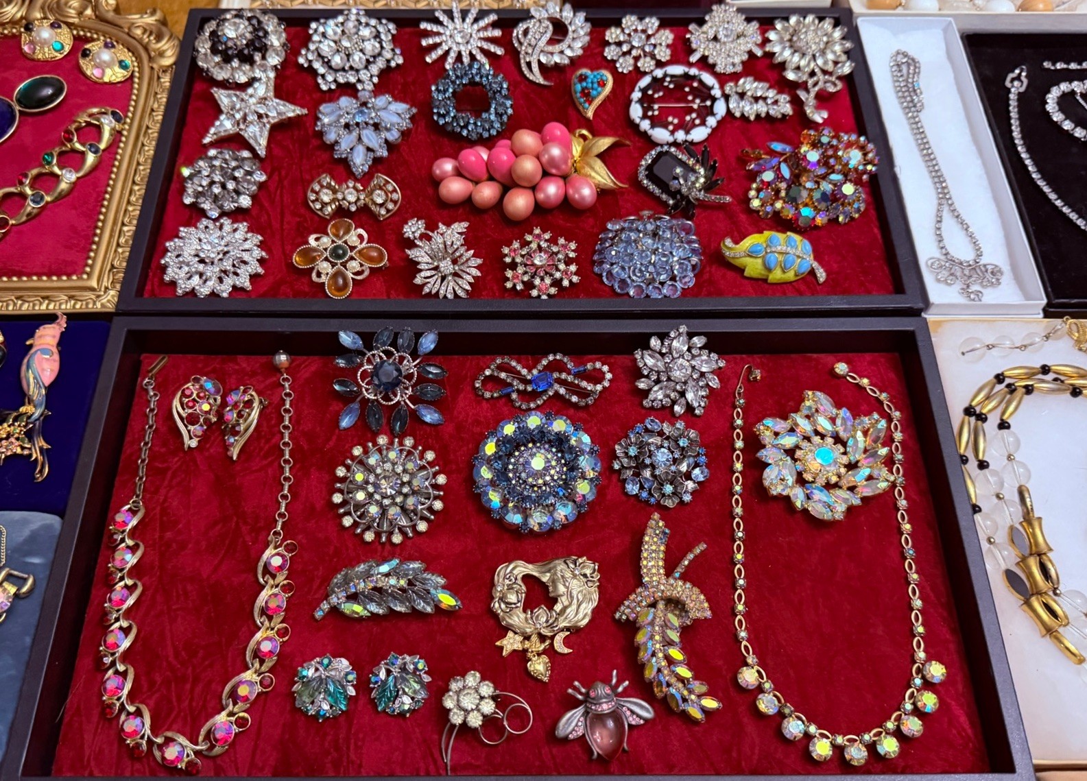 Vintage Rhinestone Jewelry Lot Haskell Weiss Juliana Crown Trifari Givenchy +