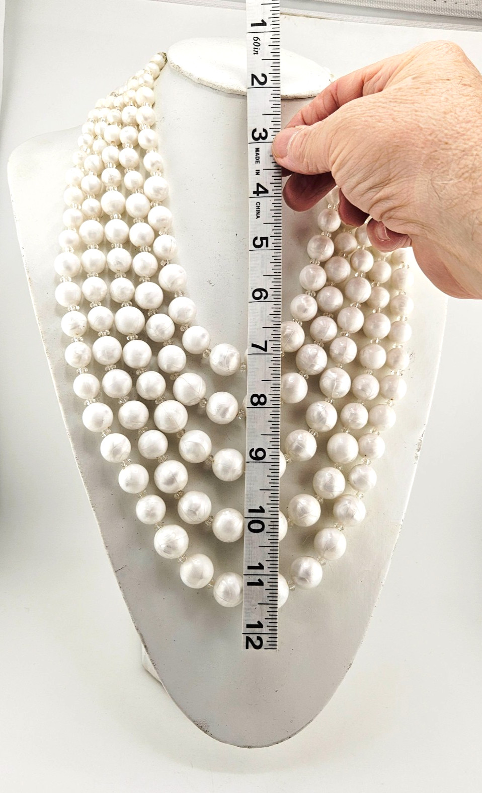 Vintage 5-Strand Faux Pearl Necklace Multi-Layer Baroque Statement Choker MCM