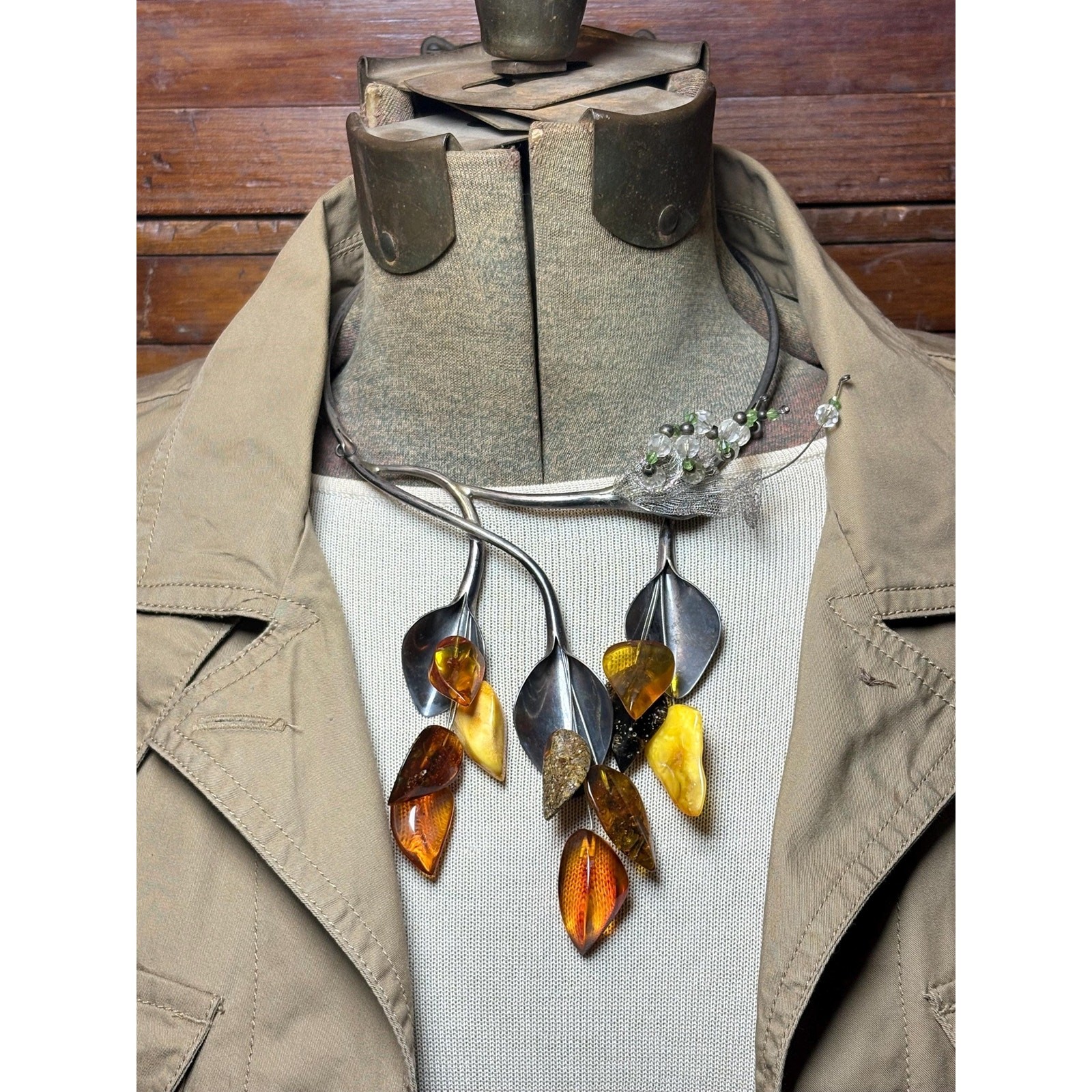 OOAK Egg Yolk / Butterscotch Baltic Amber Sterling Torque Collar Necklace