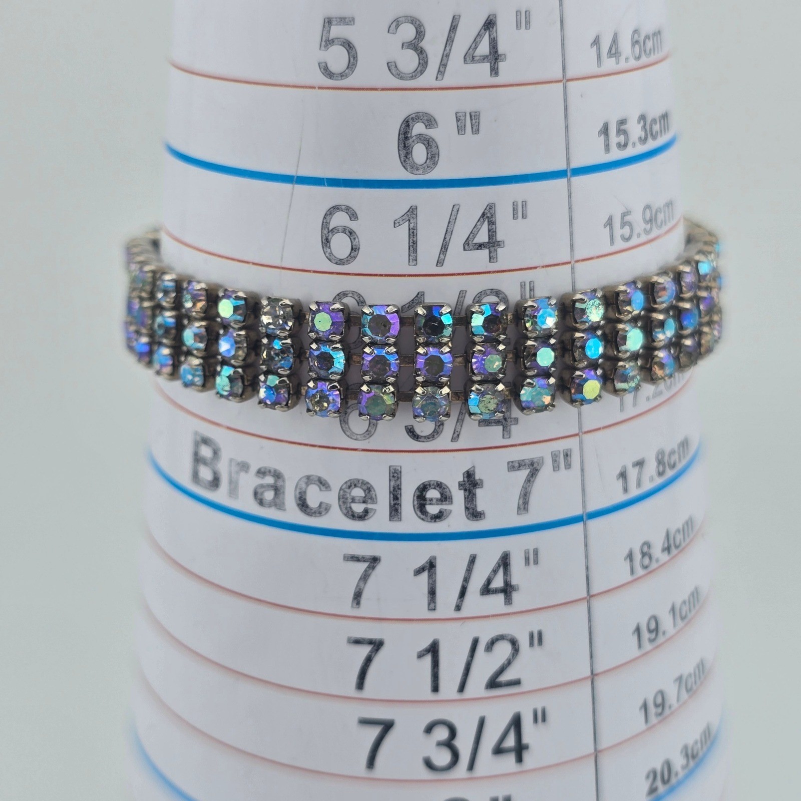 Vintage Weiss Blue AB Rhinestone Bracelet Size 6.5