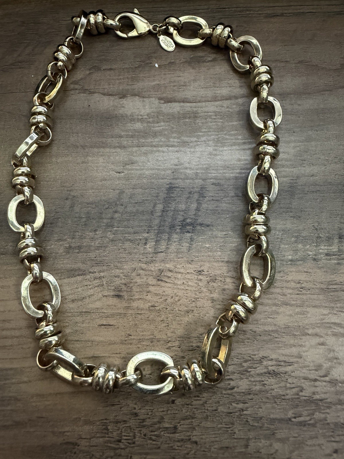 Vtg Signed Francesca Visconti Chunky Gold Tone Chain Link Necklace Statement 18”
