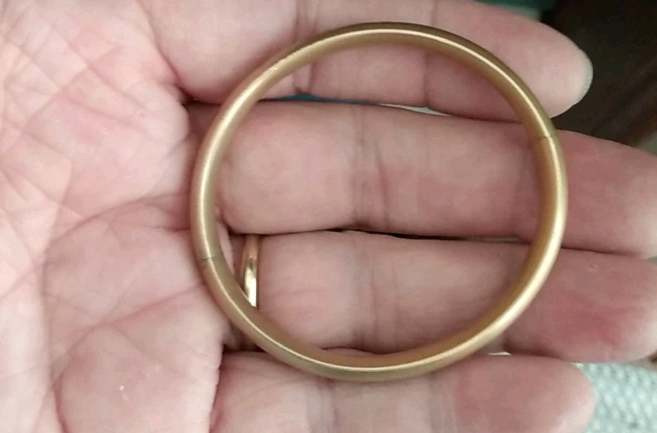 Antique Gold Filled Frosted Finish Hinged Bangle Bracelet With Initials 14.7 Gr