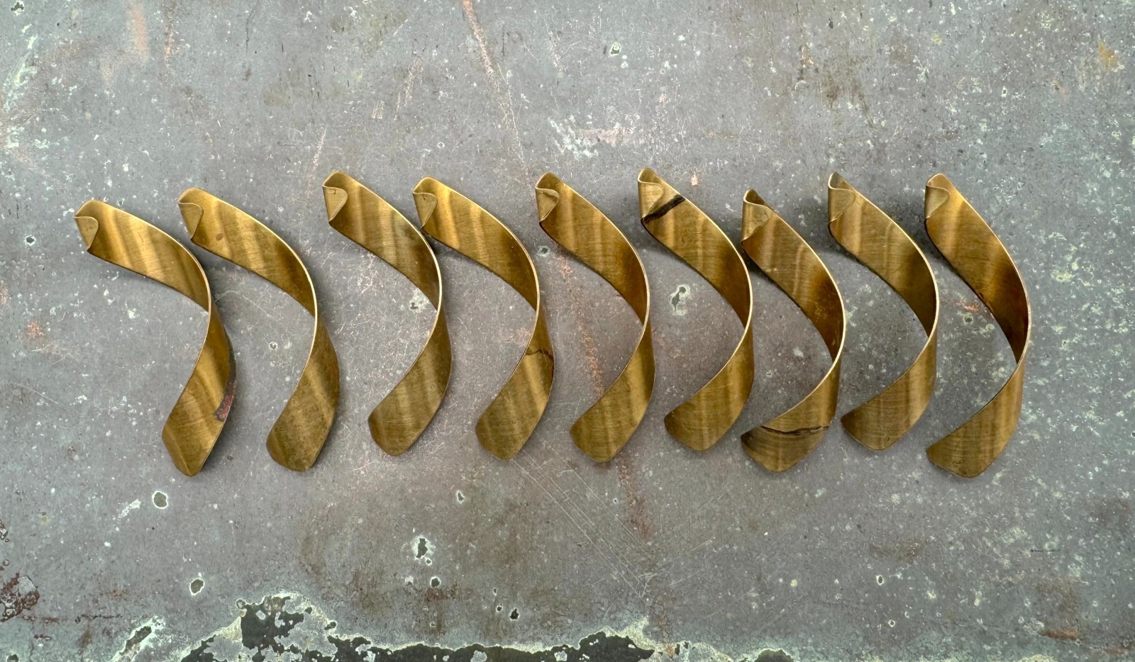 Vintage Brass Long Left Curls Jewelry Stamping Lot of 9
