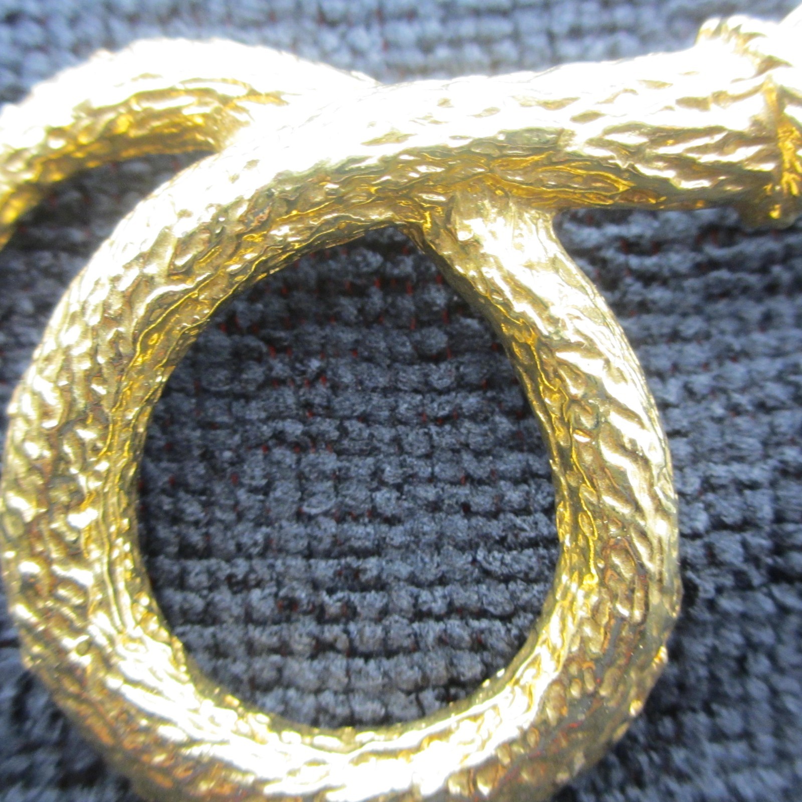 Vintage Snake Brooch Rhinestone Coiled Serpent Gold Tone 2 MISSING RHINESTONES