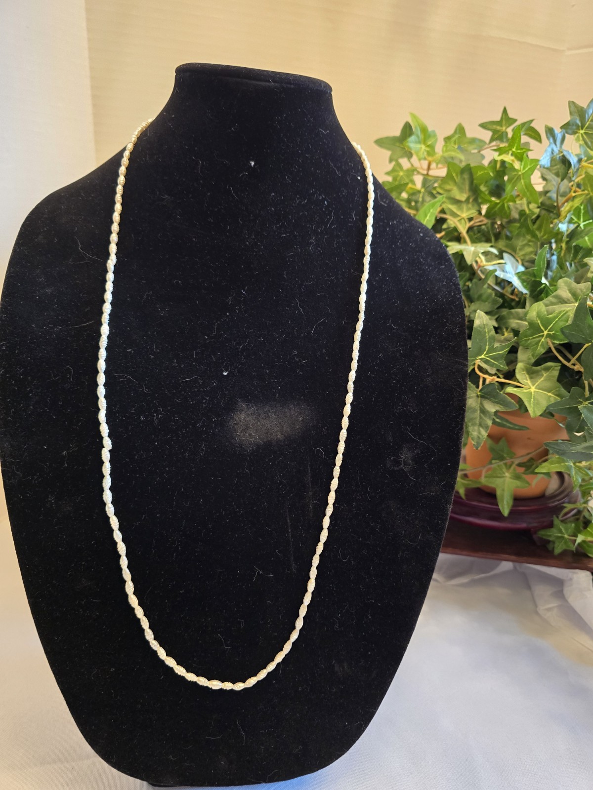 Vintage 34″ Freshwater Seed Pearl Endless Necklace White Rice Pearl Strand