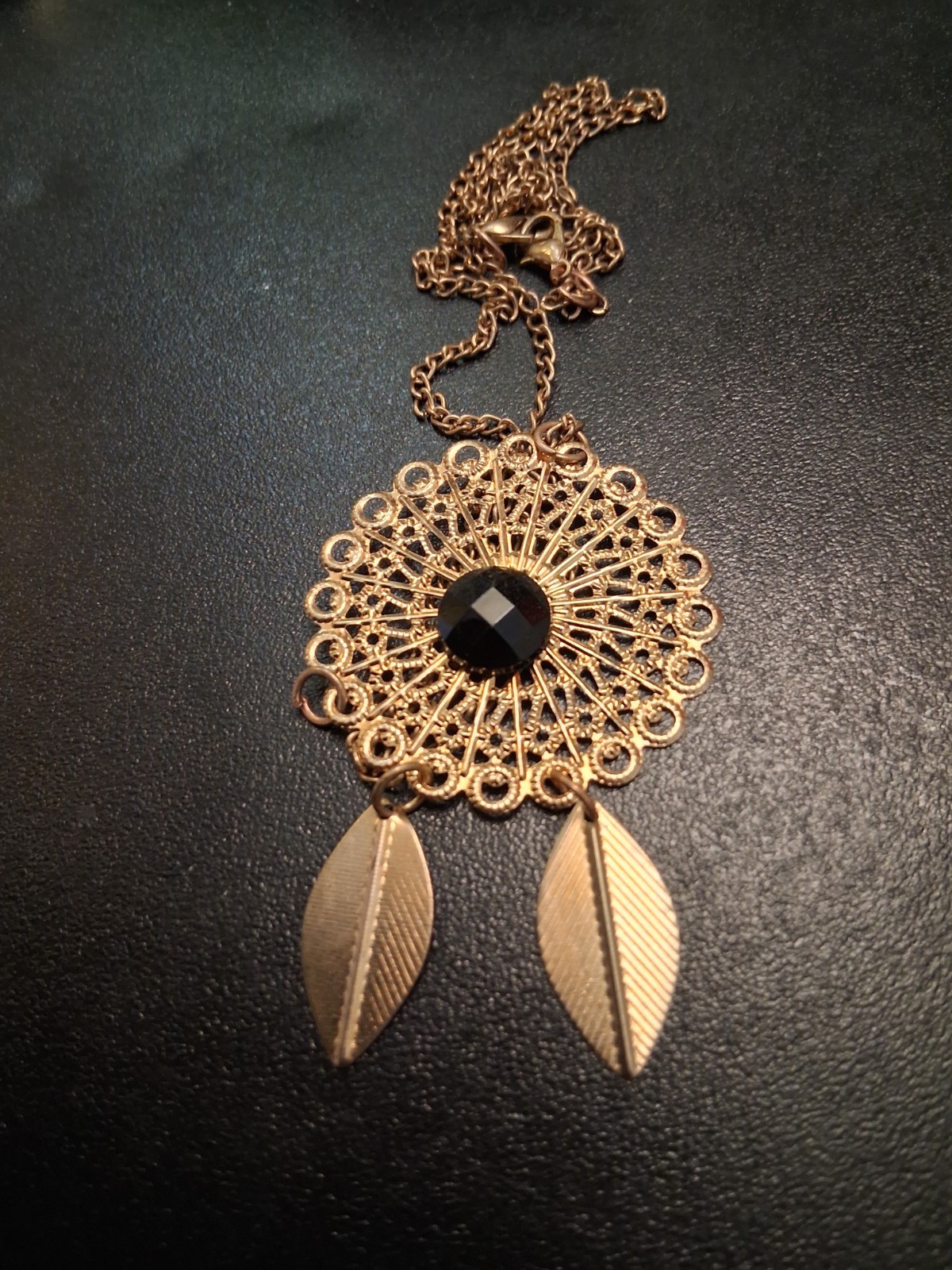 Necklace Ornate with rhinestone Charm & 12″ chain #120
