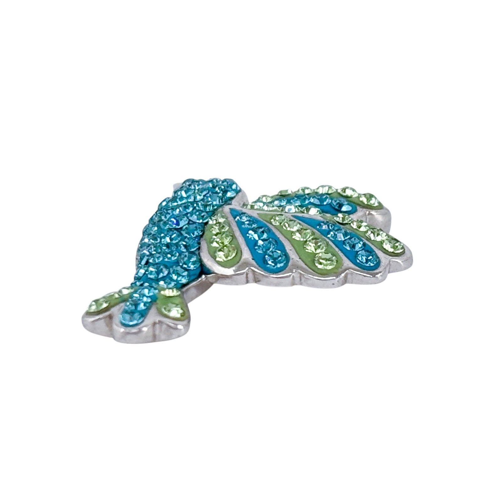 Blue Green Crystal Bird Pendant | Vintage Sterling Silver 925