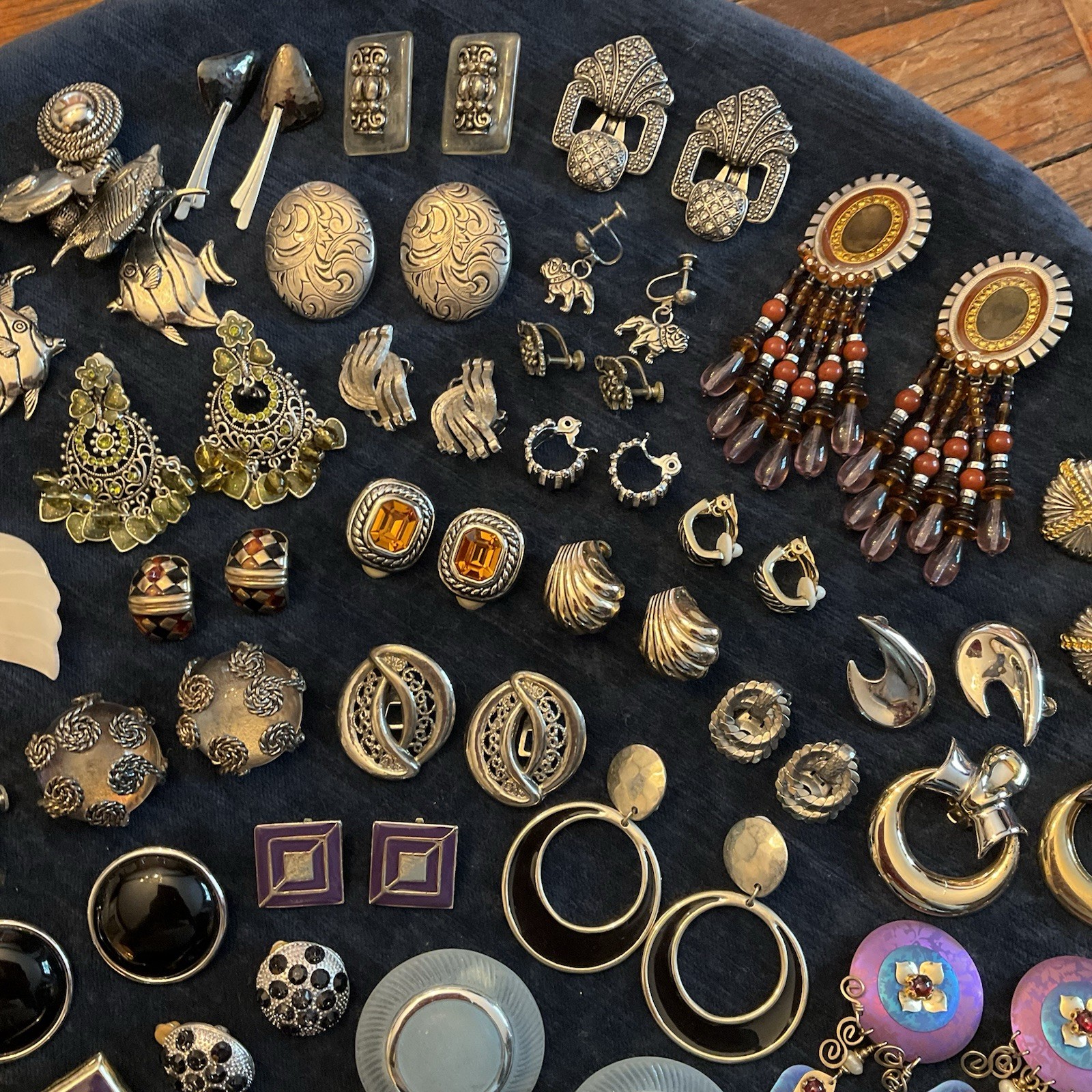 HUGE Lot Vintage Clip On Screw back Earrings TRIFARI Corolite Coro Marino Napier