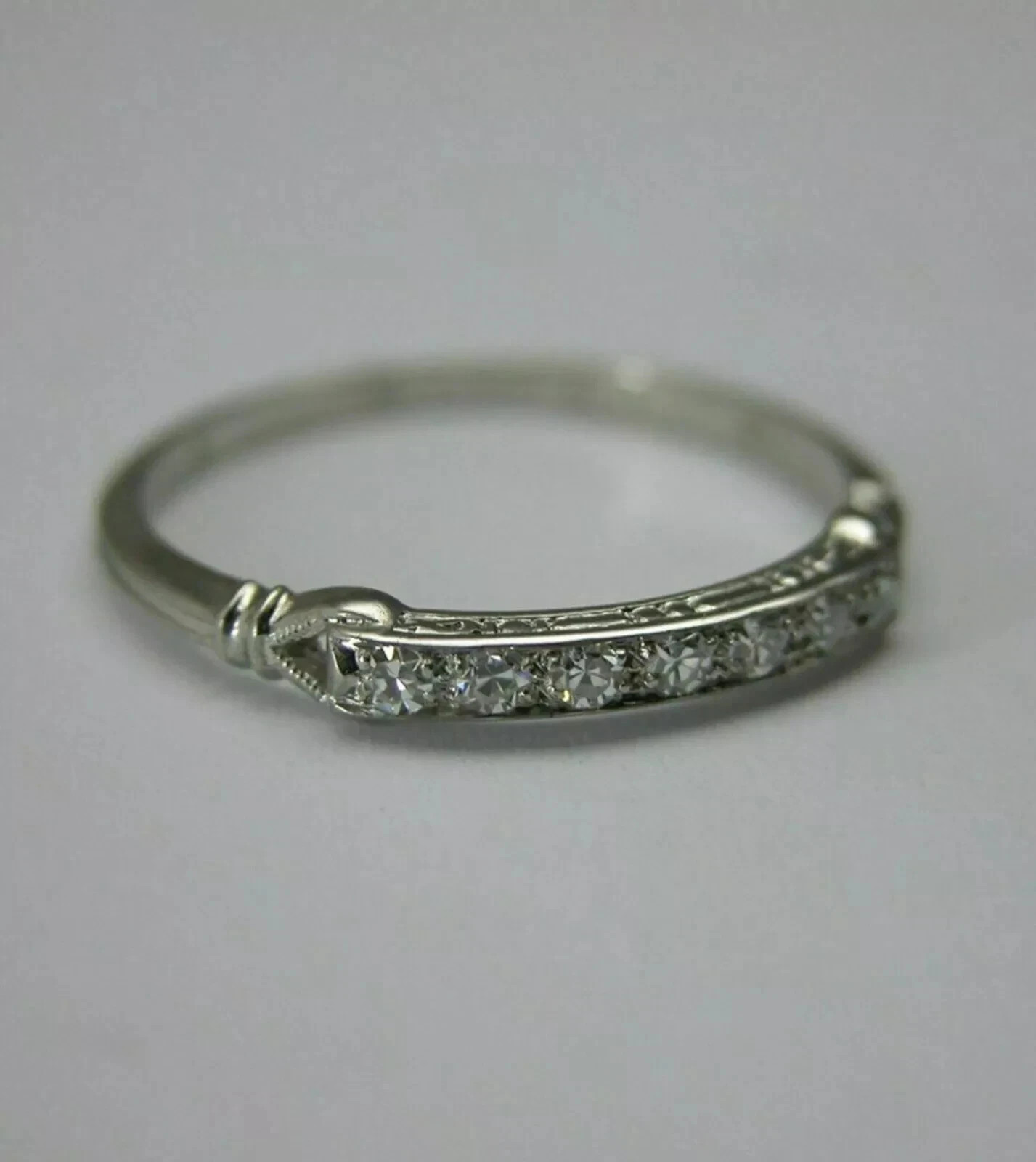 Art Deco Style Lab Created Diamond Anniversary Engagement 14K White Gold FN Ring